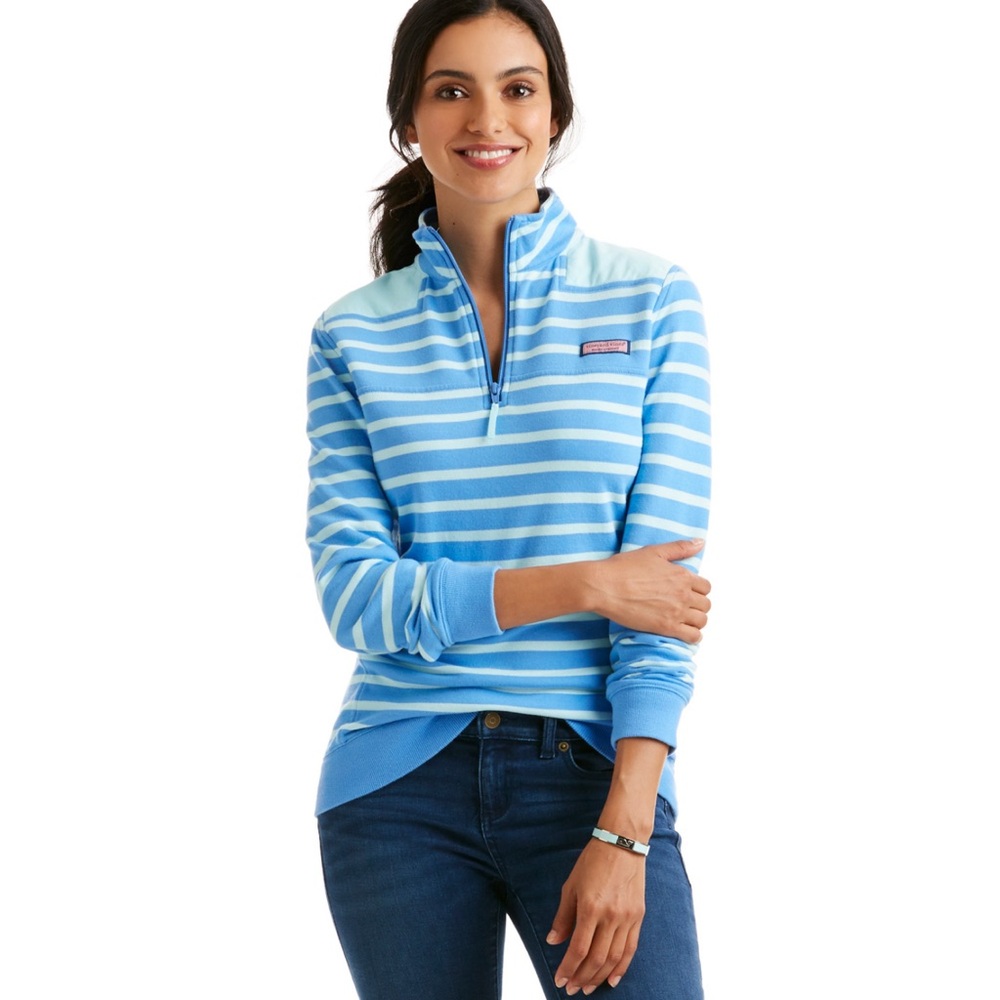 Vineyard Vines Shep Shirt Women's Blue Striped Top - Size XS